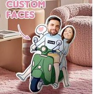 1pc Customized Photo Couple Pillow, Personalized Couple Shaped Pillow, Can Print Photo, Name And Tex