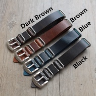 MERJUST 20mm 22mm 24mm Black Brown Blue Nato Army Watch Strap Handmade Crazy Horse Leather Watch Band Zulu Seiko wristband
