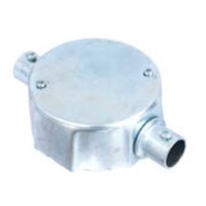 Circular Surface Box (Tee Box) Rounded Branch 2 (Through Straight/) E-31 31mm - Steel, Hotdip Galvan