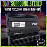 (UYNM) 12V 3800W High Power Amplifier High Power Dual Bass Output Cart 4 Channel Audio Speaker