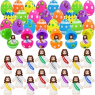 24 Pcs Prefilled Easter Eggs with Little Jesus Figures InsideToys Easter Gifts for Kids Toddlers Eas
