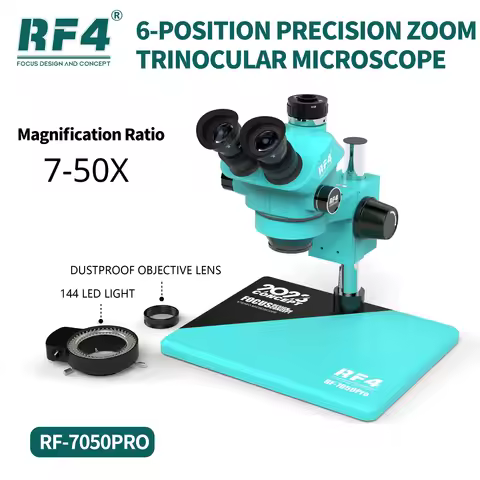 RF4 RF-7050PRO 6-position Knob To Adjust 7-50X Magnification Trinocular Microscope for Motherboard P