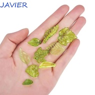 JAVIER 30pcs Green Transparent Leaf Shape Beads, Transparent Green Green Acrylic Leaf Beads, Acrylic