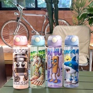Cartoon Tung Tung Sahur Water Cup Plastic Straw Mug Portable Water Bottle G1f5