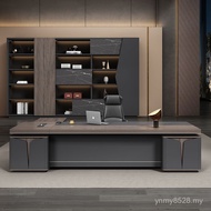 Simple Cabinet Modern with Board Table Side Old High-End Big Workbench Luxury Office President Light