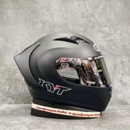 KYT HELMET R10 SOLID BLACK DOFF - IRIDIUM VISOR - 3D SPOILER - FULL FACE Import Premium