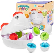 Find & Match Shape Matching Easter Eggs with Shapes and Numbers, Chicken Carrying Case