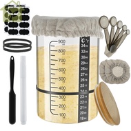 Sourdough Starter Jar Kit 900ml Sourdough Starter Container Wide Mouth Glass Sourdough Fermentation 