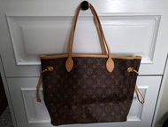 Louis Vuitton 路易威登】M40995 NEVERFULL MM 經典花紋子母束口購物包(經典花紋/咖啡)