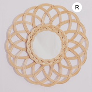 Gold woven decorative mirror Nordic primary color willow woven mirror with unique handcrafted bamboo