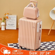 【Home_Master】กระเป๋าเดินทาง (14 นิ้ว ฟรี) กระเป๋าเดินทางล้อลาก 20/24นิ้ว การออกแบบผู้ถือถ้วย luggage