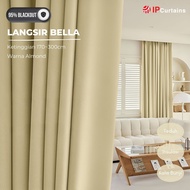 IP CURTAIN BELLA Curtain 95% Blackout Matte Warna Almond Full Height UV Protect Window Hook / Ring