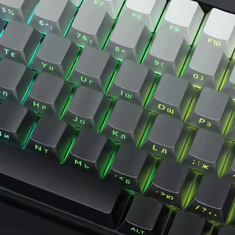 XVX Russian 135 Keys Custom Side Print Shine Through Keycaps for Mechanical Keyboard PBT Gray RU Lay