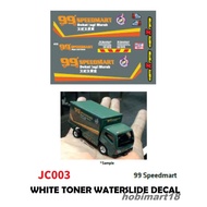 JC004 - 99 SPEEDMART Hotwheels 1:64 diecast custom white toner waterslide decals