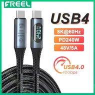 FREEL USB4 Cable with 240W Charging, 3.3 Feet (1M), support 8K 60hz Display, 40 Gbps, Compatible with Thunderbolt 4, Thunderbolt 3, for macbook pro / ipad air 2020 and more