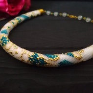珠子鉤針繩項鍊 有機種子串珠項鍊 Bead Crochet Rope Necklace , Organic Seed Beaded Necklace