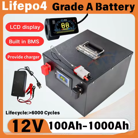 12V Lifepo4 100Ah Lithium Battery 200Ah 300Ah 400Ah 500Ah 600Ah 800Ah 1000Ah for 1KW 2KW Off-Grid Ba
