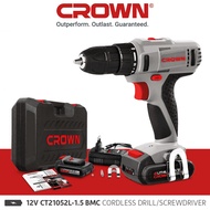 CROWN PROFESSIONAL CT21052LH-1.5 BMC CORDLESS DRILL/SCREWDRIVER 12V for Wood Metal Work