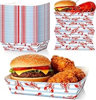FYSUIMU 50 Pcs Crawfish Party Supplies Paper Food Trays Summer Crayfish Stripe Disposable Seafood Pa