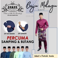 ZH JAKEL Baju Melayu FATTAH AMIN by JAKEL Cekak Musang Baju Raya FattahAmin 2025 Slim Fit Baju Melay