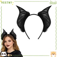 NEXTMY Bat Ears Headband, Faux Fur Soft Animal Headdress Cosplay, Gothic Realistic Furry Handmade Fu