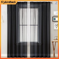 [Fly] Sheer Curtains Living Room Rod Pocket Window Curtain Panels Bedroom Semi Sheer Voile Curtains Black (55''Wx102''L,2 Panels)