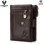 [First Layer Cowhide Gift Box] Hummer Paul RFID Anti-Magnetic First Zipper Buckle Multi-Card Coin Bag Short Leather Men's Wallet