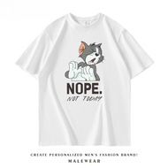 Cat And Mouse Joint Cotton T-Shirt Ins Summer New Men's And Women's Loose Short Sleeved Top Korean E