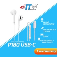 Edifier P180 USB-C- Hi-Res Classic Wired Earphone with Mic| type C USB | Phone Call Inline Volume Co