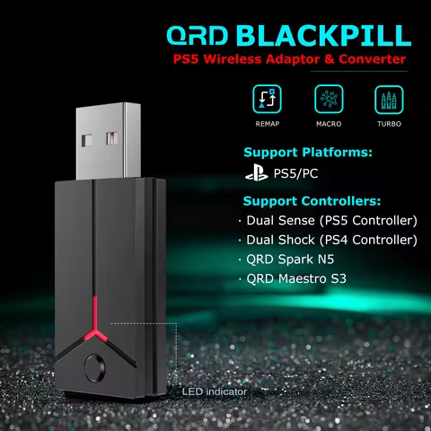 QRD BLACKPILL PS5 Wireless Adaptor And Converter For QRD Spark N5/QRD Maestro S3/Arcade Stick/Origin