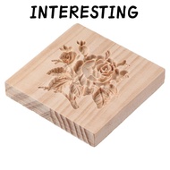 INTERESTING Cookie Stamp, Wood 3.54*3.54*0.98 Inch Rose Cookie Mold, Non-stick Wooden Mold Baking Pa
