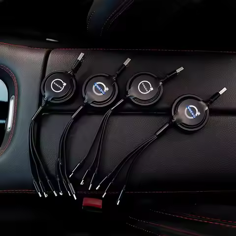 3 IN 1 USB Car Charging Cable Micro Type C Fast Charger For Volvo ES90 EC40 EX40 EM90 XC90 V90 V60 X