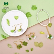 ALANFY 30pcs Green Transparent Leaf Shape Beads, Leaf Shape Acrylic Beads Green Acrylic Leaf Beads, 