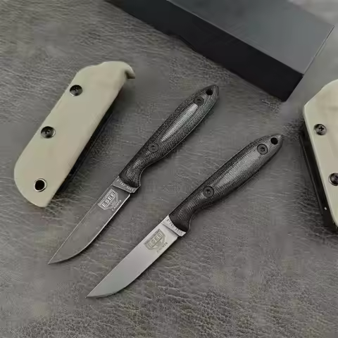 ESEE-CR2.5 Fixed Blade DC53 Steel Blade Linen Handle Camping Hunting Knife EDC Pocket Knife