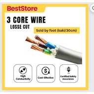 Wayer Elektrik Cable 3Core Wire Flexible Cable 0.5mm 1mm 1.5mm 23/0016 40/0076 70/0076 110/076 【100%
