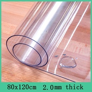 DJK (2.0mm Clear Rectangle 80cm Width) Customizable Table Mat Protector PVC Tablecloth Soft Crystal 