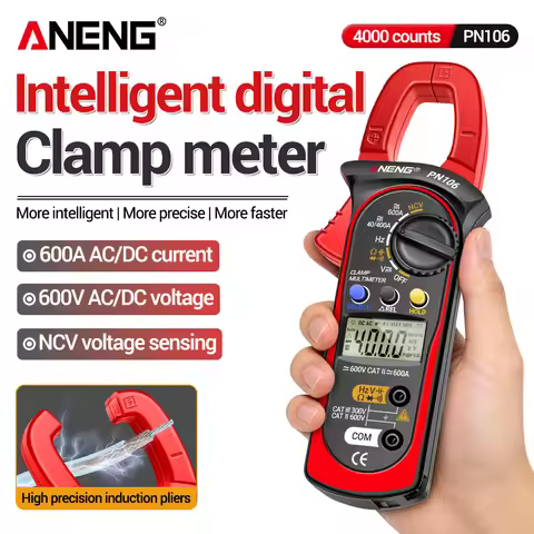 Clamp Meter Multimeter Tester ANENG PN106 600A AC/DC Current Voltage Resistance Capacitor NCV Induct