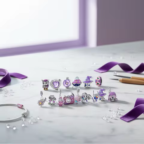 925 Sterling Silver Purple Series Butterfly Aries Gemini Safety Chains Fit Original Bracelet DIY Jew