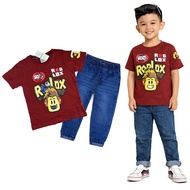 (6M-7Y) Boys Ro-Blox Shirt and Jeans Set Kids Jeans Sets / Set baju dan seluar denim budak lelaki Ba