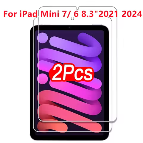 2PCS 9H Tempered Glass Tablet Screen Protector For iPad Mini 7 6 8.3 Inch 2021 2024 Anti-Fingerprint