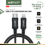 Cáp sạc ACEFAST Type C to Lightning sạc nhanh dây chống rối bọc dù siêu bền dài 1.8m - C4-01 Hàng ch