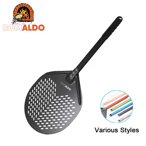 ROMALDO 12 Inch Round Pizza Peel Aluminum Pizza Shovel Pizza Perforated Pizza Spatula with Lightweig