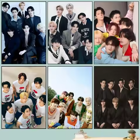 1PC Kpop Man E-ENHYPEN Poster Self-adhesive Art Waterproof Paper Sticker Coffee House Bar Room Wall