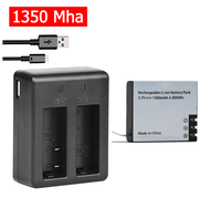 PG1350 Mha Battery + Dual Charger For EKEN H9 H9R H3R H8R H8PRO H8 For SJCAM SJ4000 SJ 4000 SJ5000 N