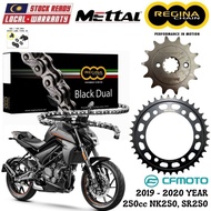 CF MOTO 250cc NK250 / SR250 Full Set Regina Black Dual Chain 520 ZRA Mettal Sprocket Sets