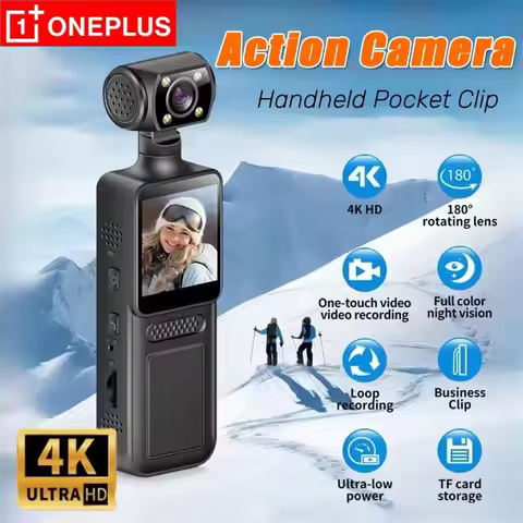 Oneplus Action Camera 4K HD 180 ° Rotating Mini Portable Camera Mini Sports Wearable Camera Infrared