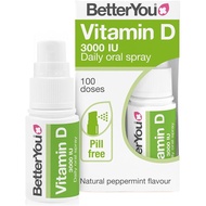 BetterYou Vitamin D 3000 IU Semburan Oral, Suplemen Vitamin D3 Bertindak Cepat, Menyokong Tulang, Gi