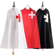 Medieval Crusader Costume Men's Renaissance Robe Knight Larp Templar Cape Cloak With Hood Halloween 