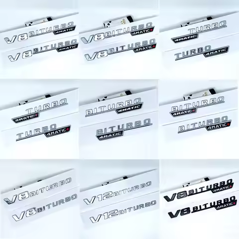 3D Flat Fo Turbo BITURBO V8 BITURBO 4MATIC 4MATIC+ V8 V12 BITURBO Plus Emblem for Benz GT Car Fender