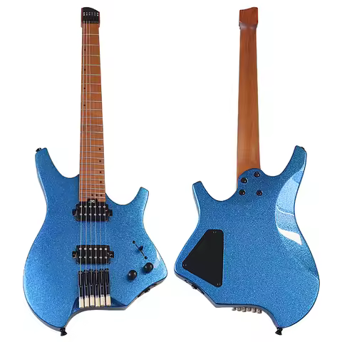 Headless Electric Guitar 30 Inch Travel Guitar High Gloss Professional Electric Guitar 6 String Mini